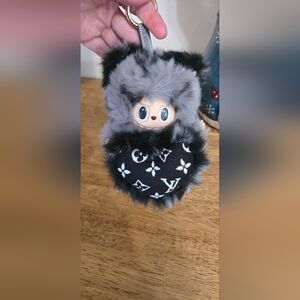 Custom LV Designer Labubu Gray and Black